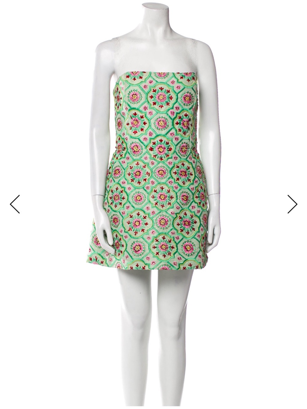 Alice + Olivia Strapless Mint Floral Print Mini Dress